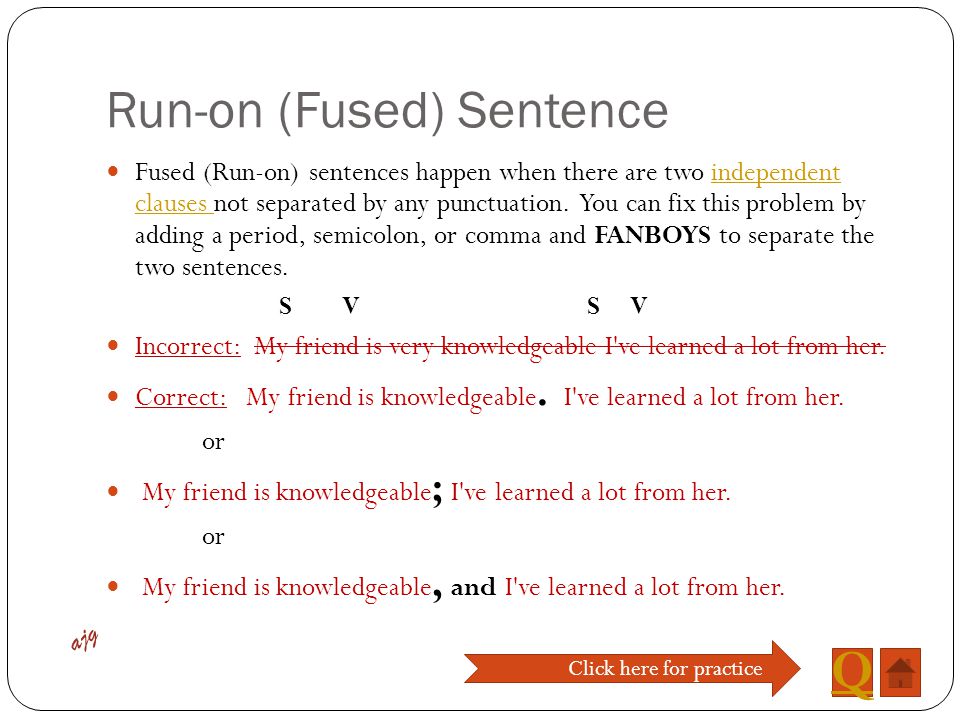 Run-on (Fused) Sentence
