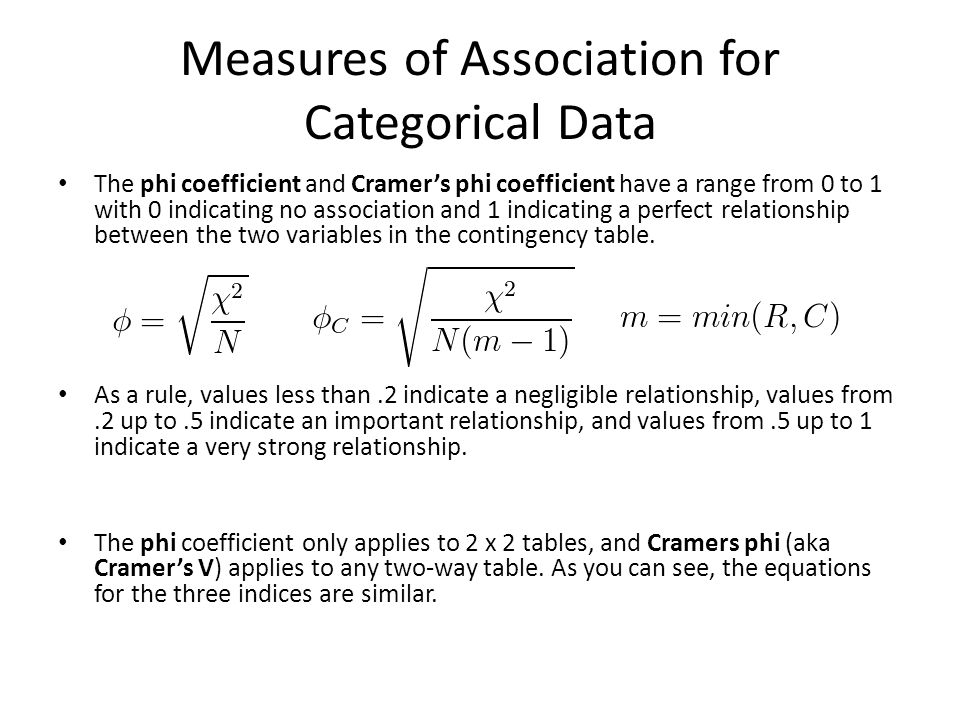 Chi-Squares II (other categorical measures of association) - ppt video  online download