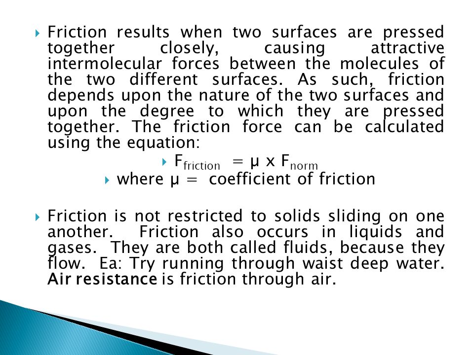 where µ = coefficient of friction