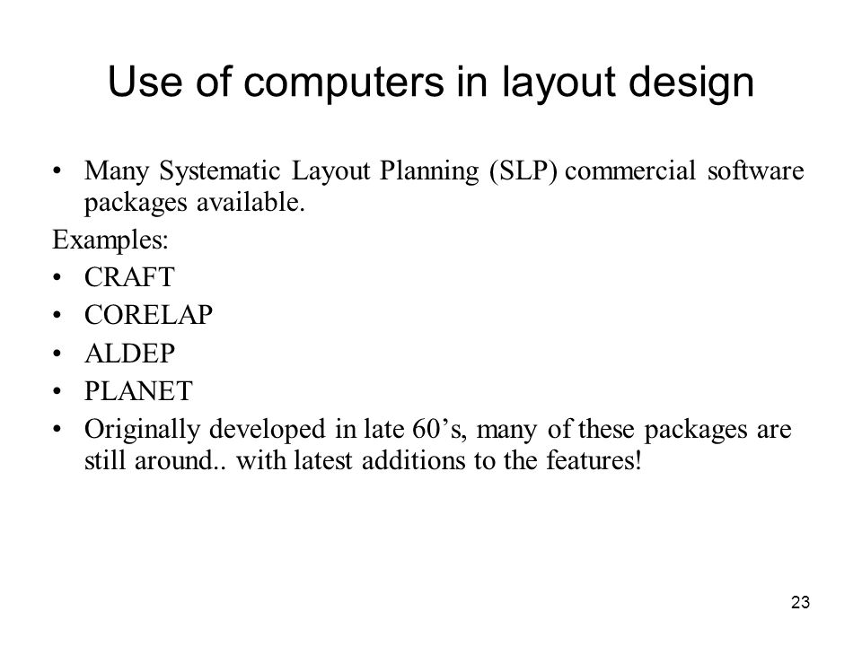 Use of computers in layout design
