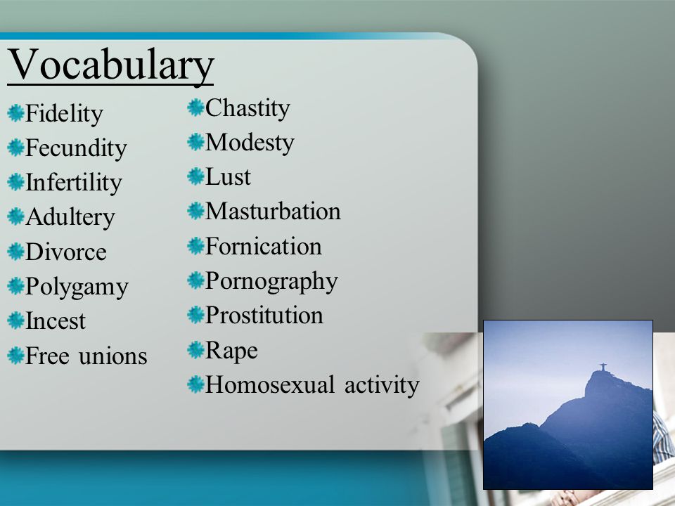 Vocabulary Chastity Fidelity Modesty Fecundity Lust Infertility