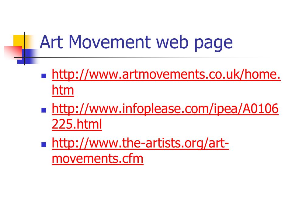 Art Movement web page