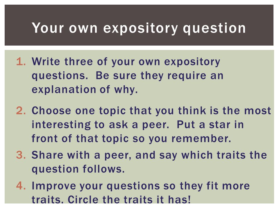 Your own expository question