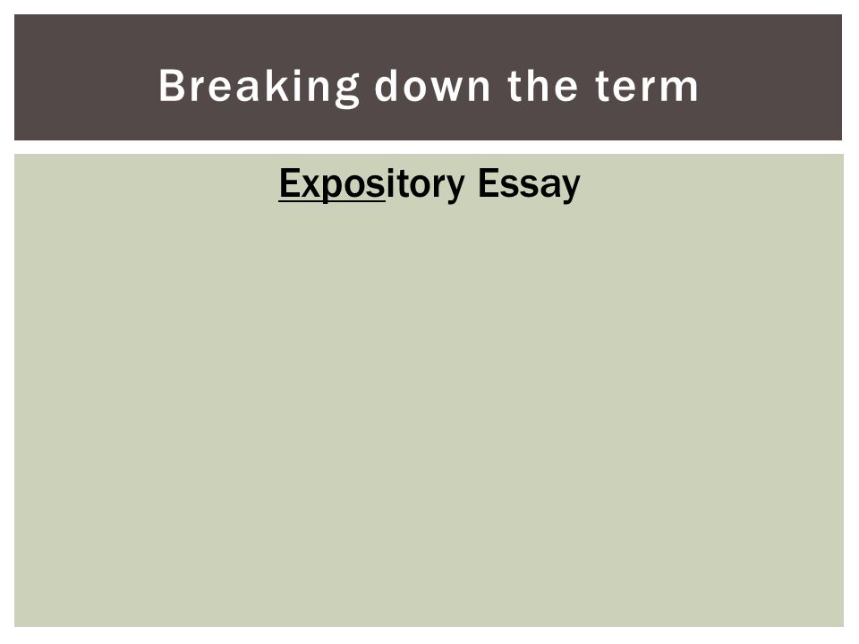 Breaking down the term Expository Essay