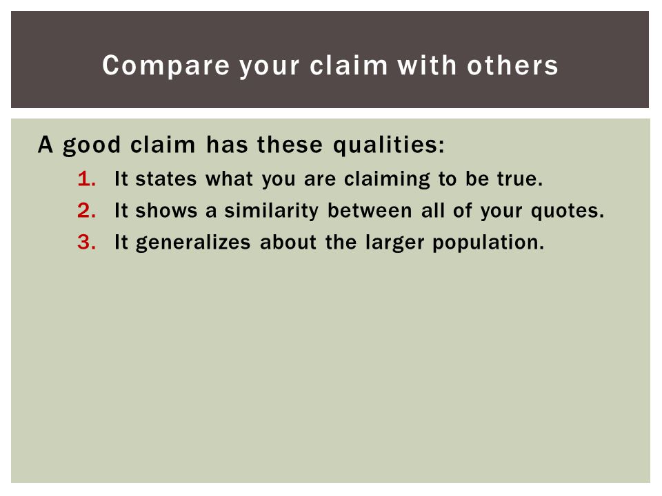 Compare your claim with others