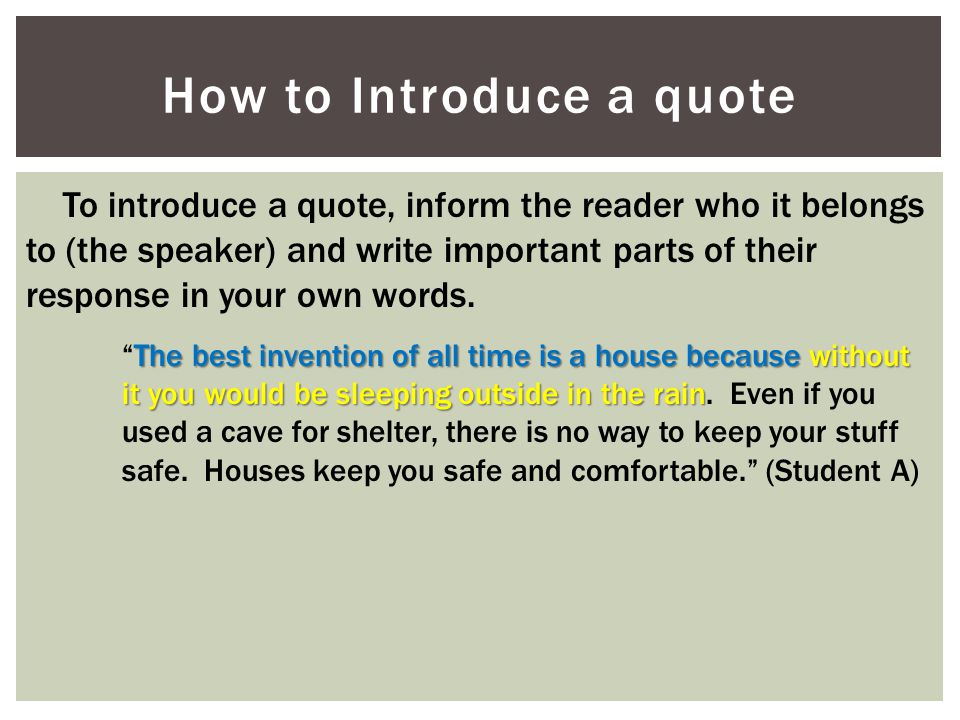 How to Introduce a quote
