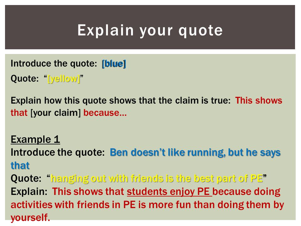 Explain your quote Example 1