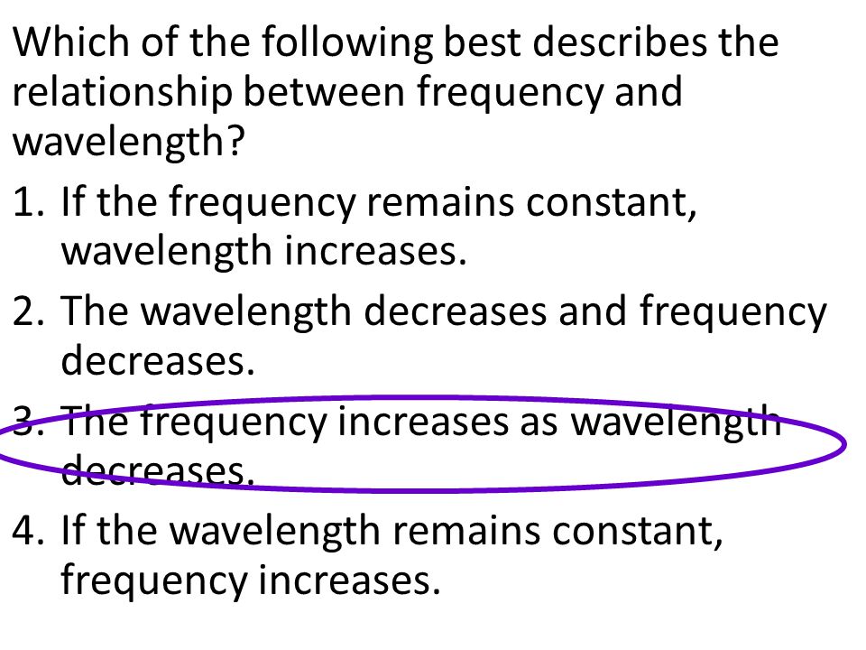 Which of the following best describes the relationship between frequency and wavelength