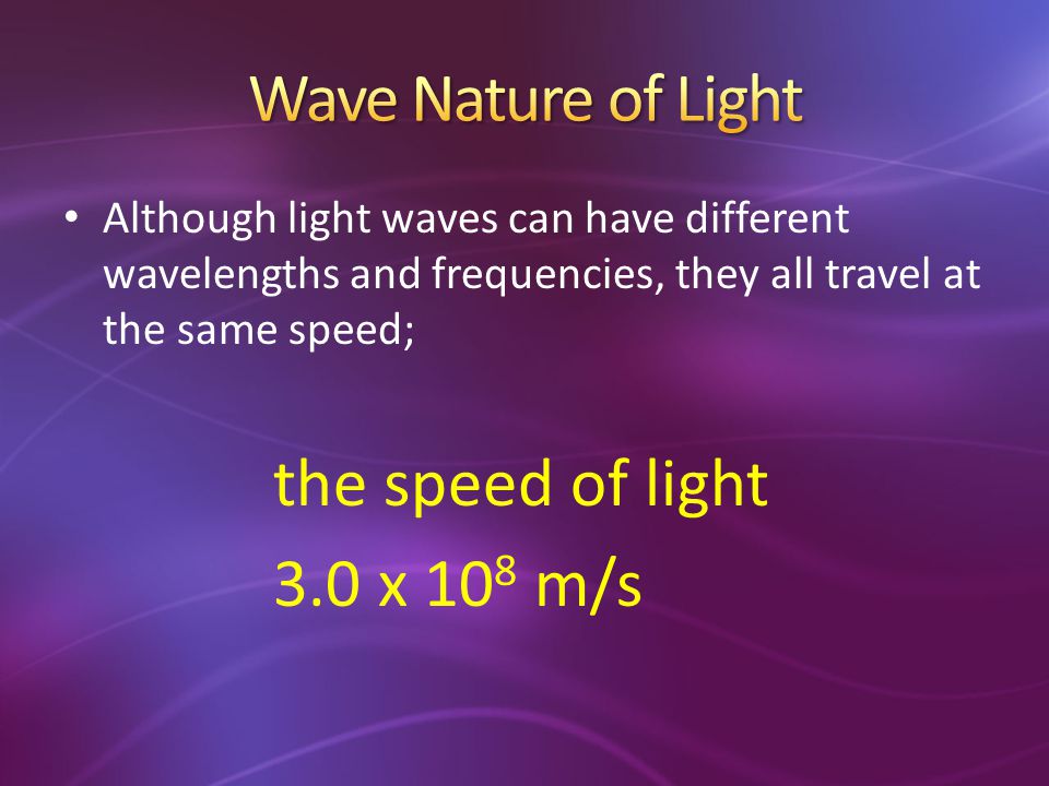 Wave Nature of Light 3.0 x 108 m/s