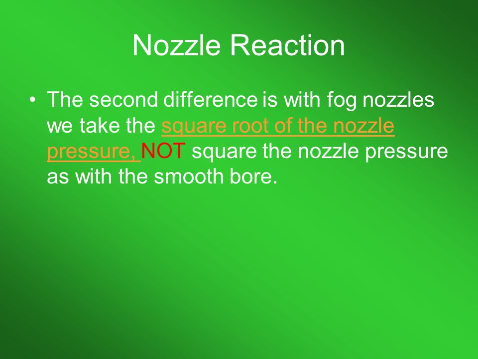 Nozzle Reaction Chart