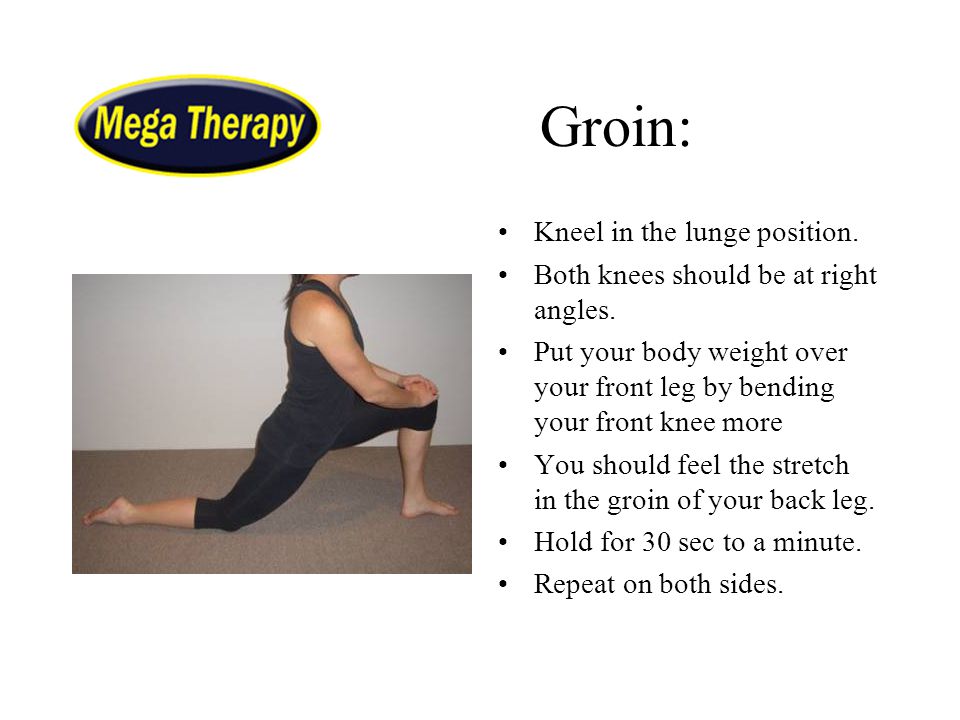 Groin: Kneel in the lunge position.