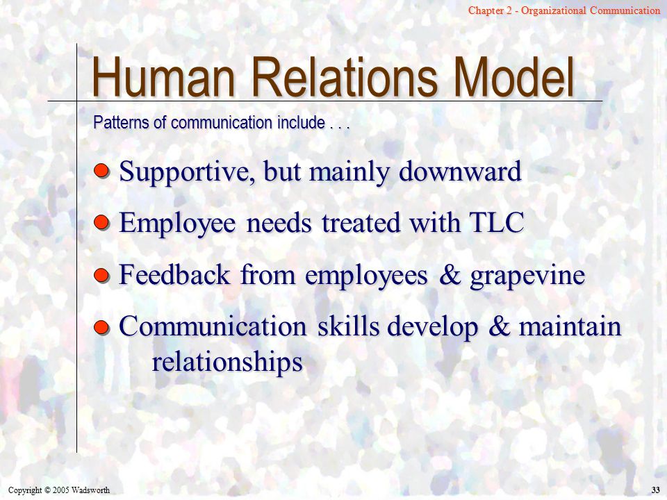 Human Relations Model Supportive, but mainly downward