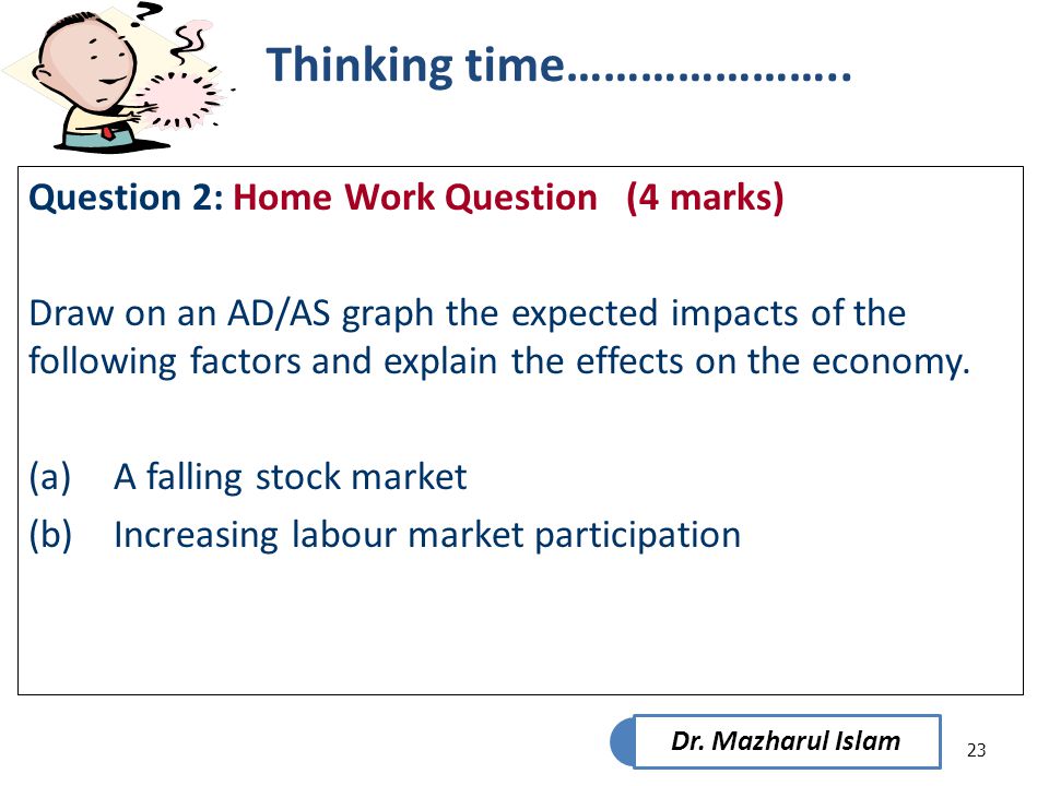 Thinking time………………….. Question 2: Home Work Question (4 marks)