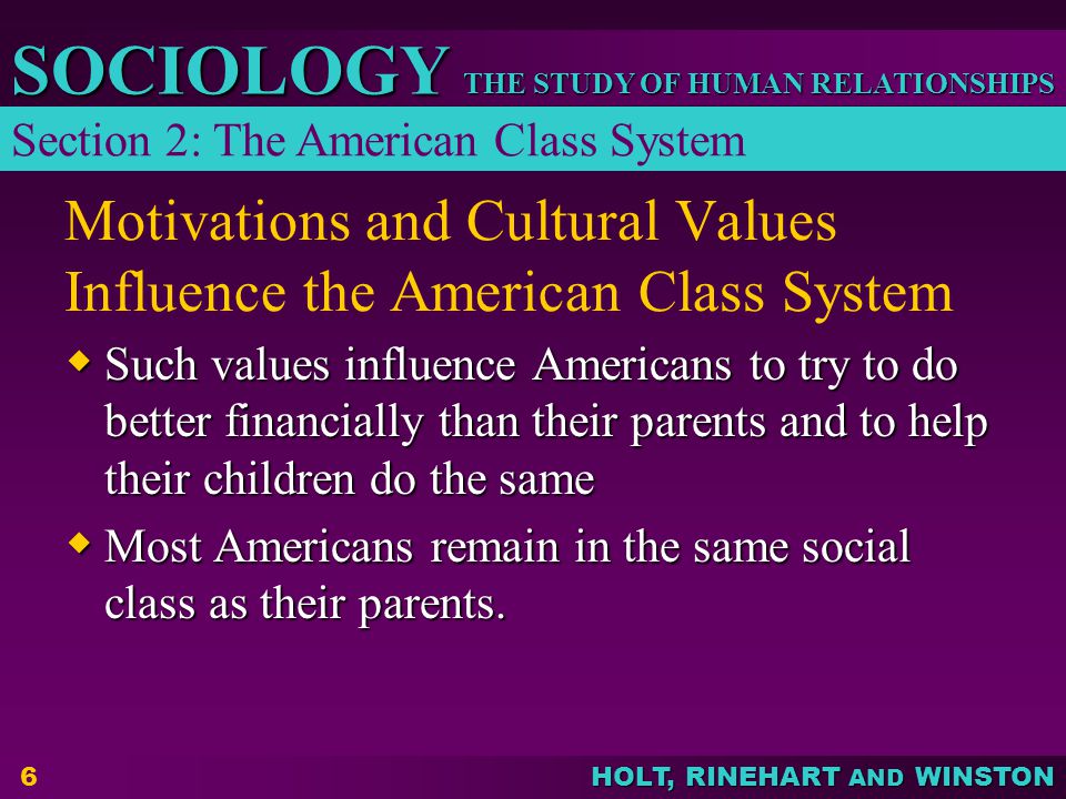 Motivations and Cultural Values Influence the American Class System