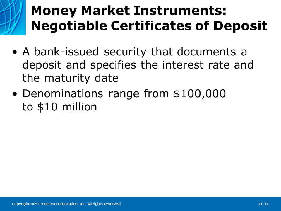 Money Market Instruments: Negotiable Certificates of Deposit