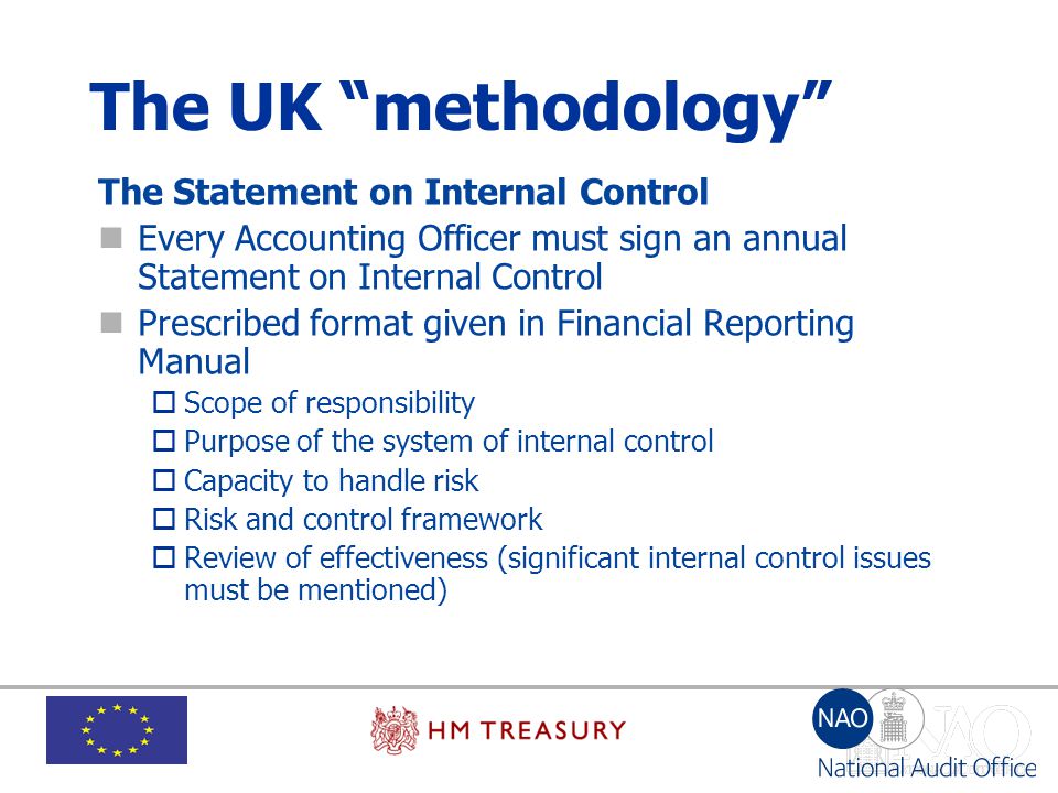 The UK methodology The Statement on Internal Control