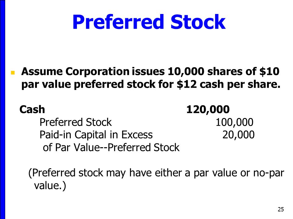 Preferred Stock Assume Corporation issues 10,000 shares of $10 par value preferred stock for $12 cash per share.