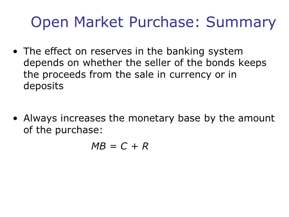 Open Market Purchase: Summary