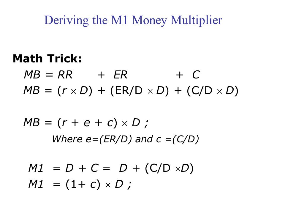 Deriving the M1 Money Multiplier