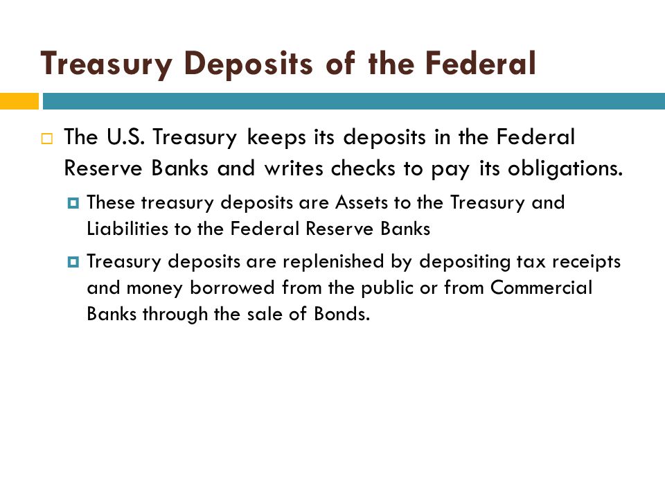 Treasury Deposits of the Federal