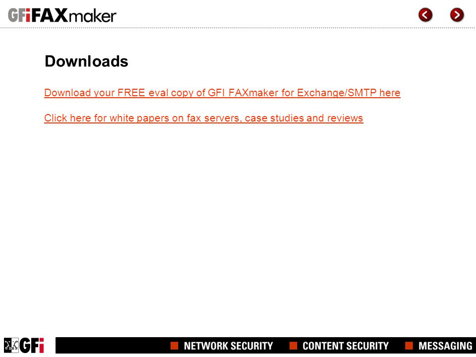 Downloads Download your FREE eval copy of GFI FAXmaker for Exchange/SMTP here.