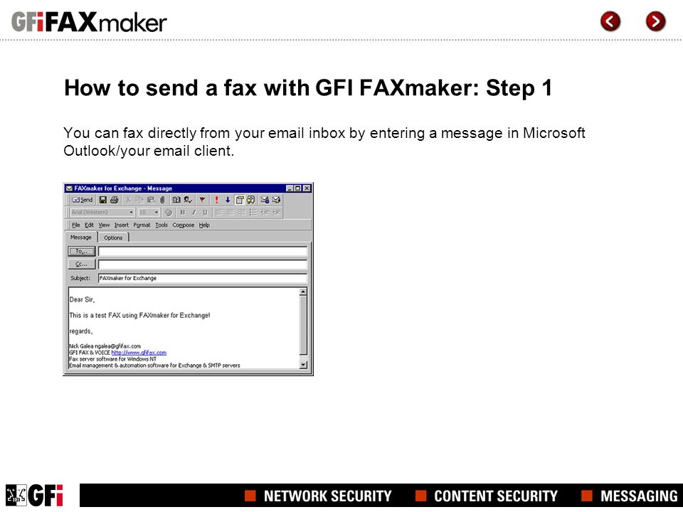 How to send a fax with GFI FAXmaker: Step 1