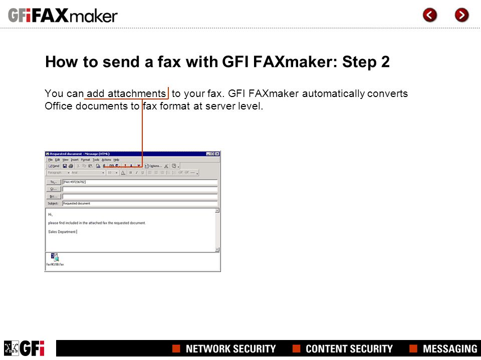 How to send a fax with GFI FAXmaker: Step 2