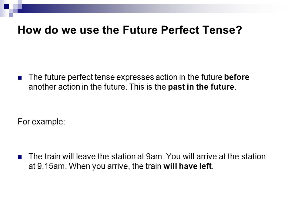How do we use the Future Perfect Tense