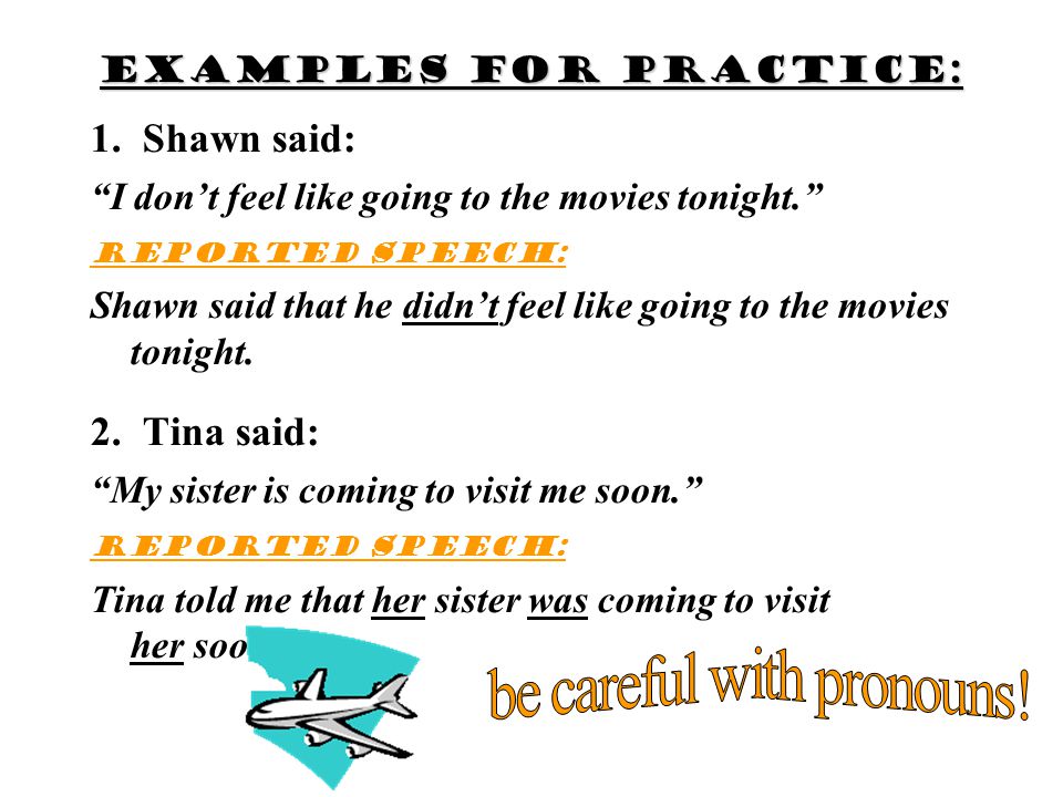 Examples for practice:
