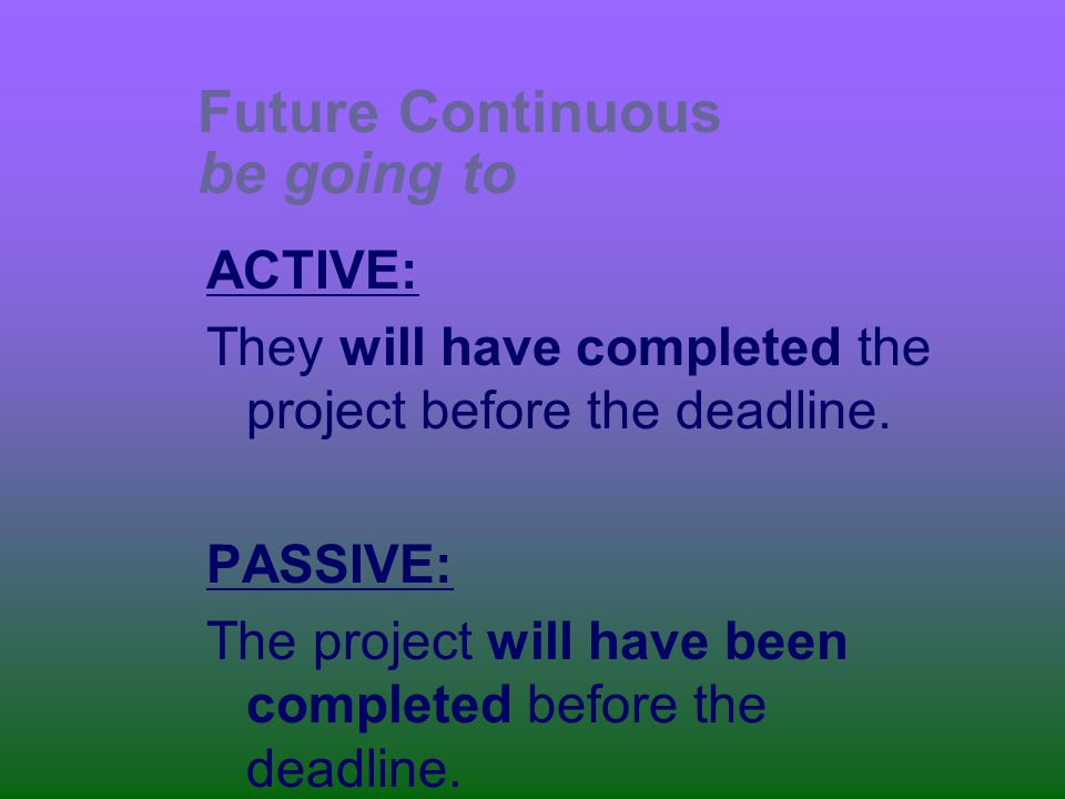 Future Continuous be going to