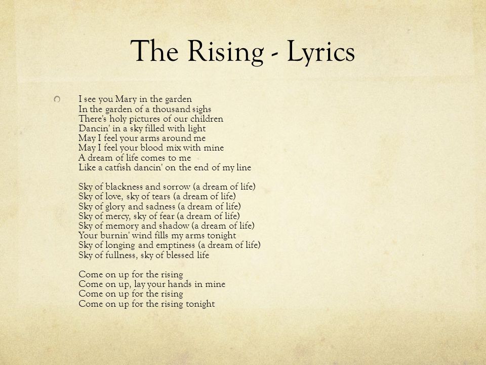 Bruce Springsteen song: The Rising, lyrics and chords