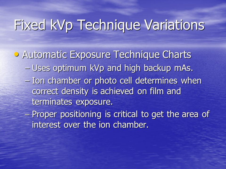 Fixed Kvp Technique Chart