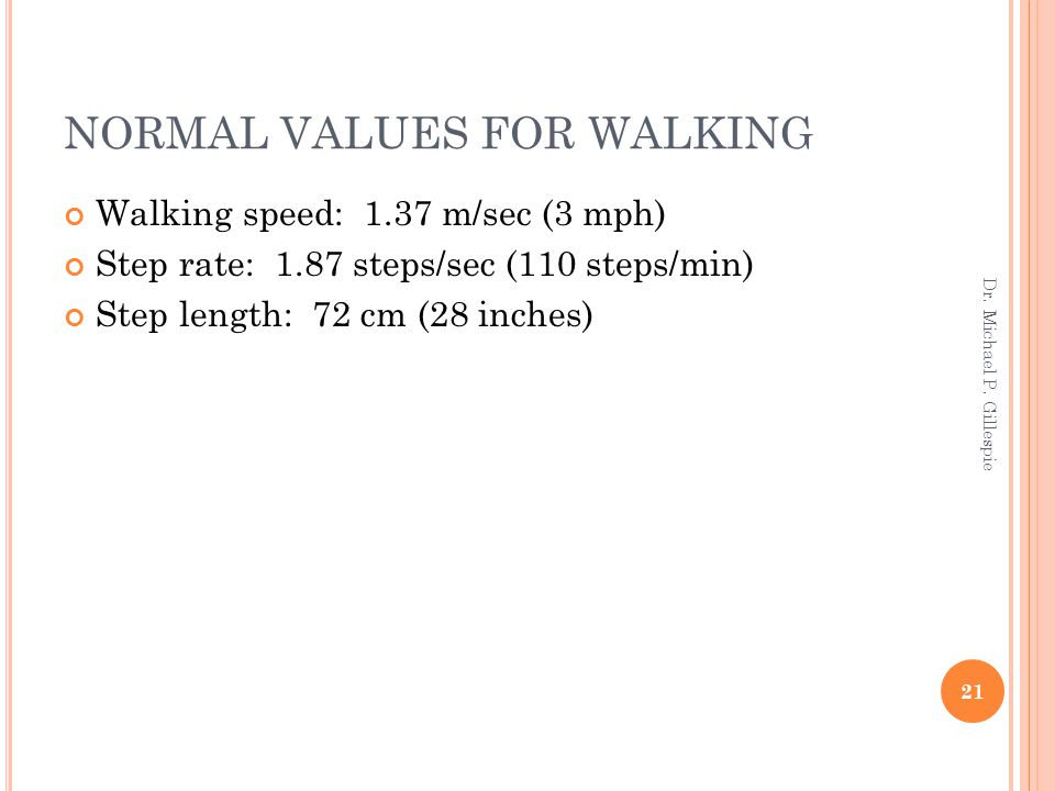 NORMAL VALUES FOR WALKING