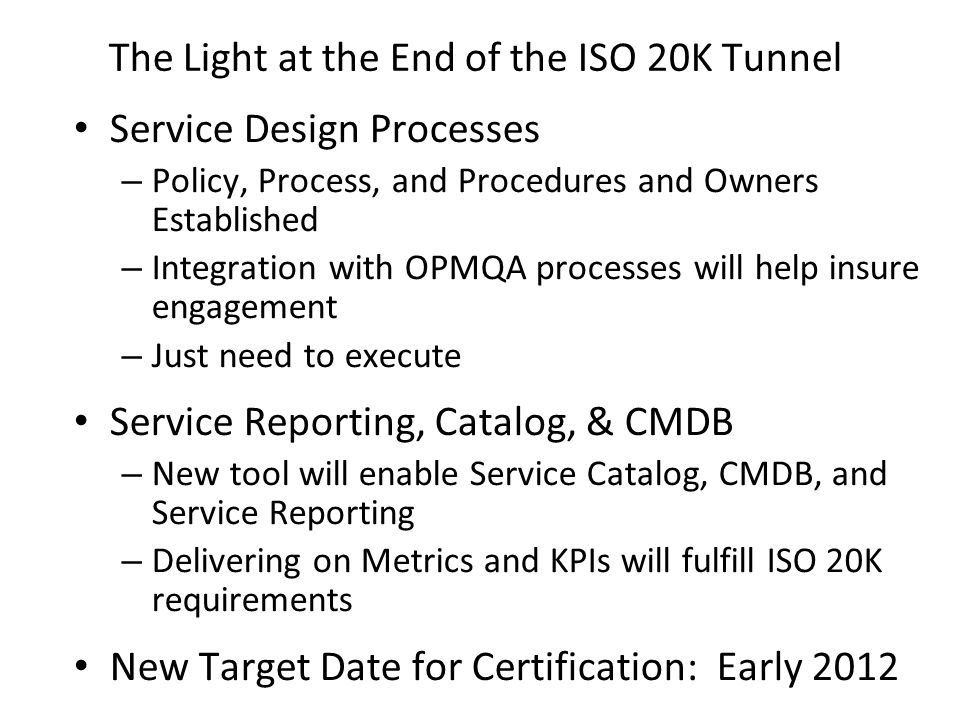 The Light at the End of the ISO 20K Tunnel