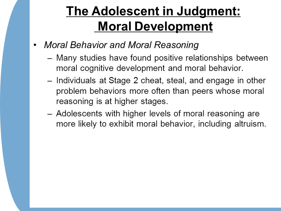 The Adolescent in Judgment: Moral Development