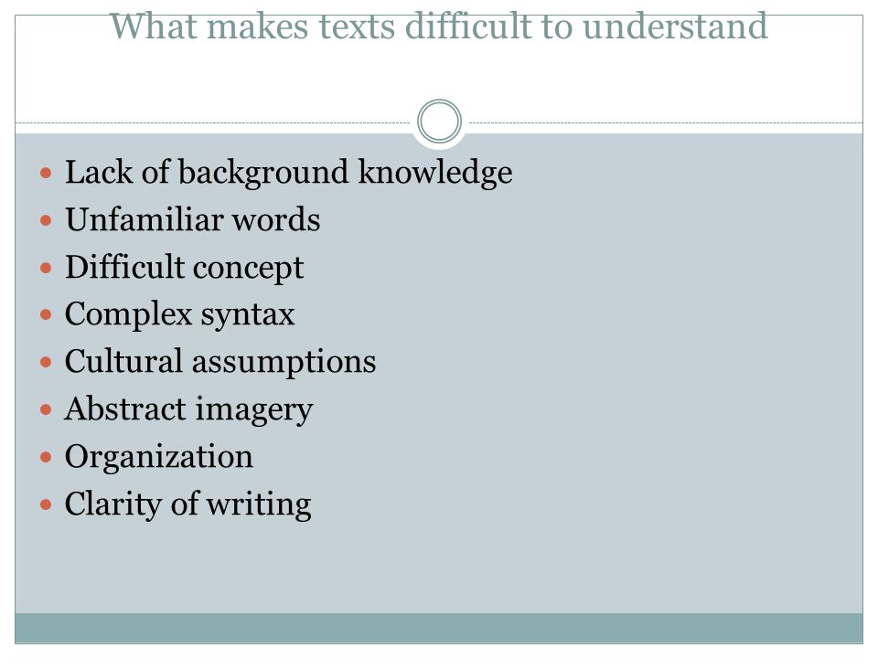 What makes texts difficult to understand