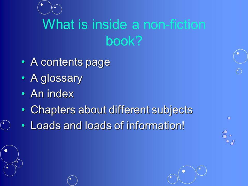 What is inside a non-fiction book