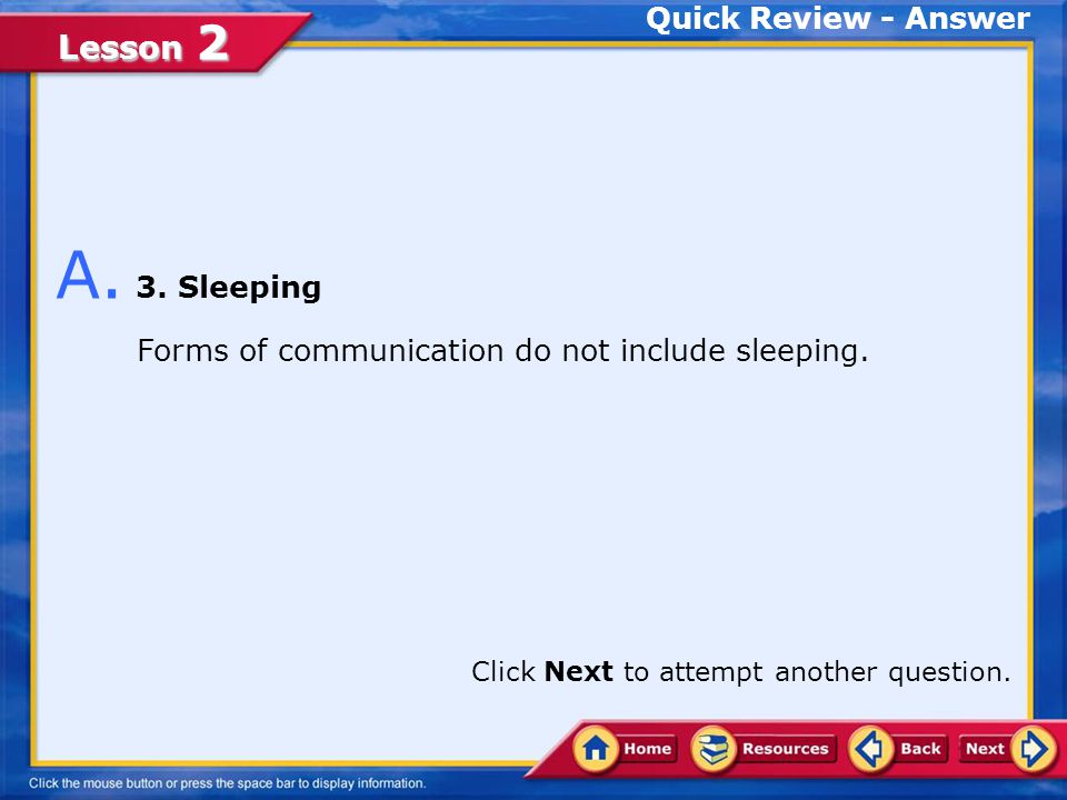 A. 3. Sleeping Quick Review - Answer