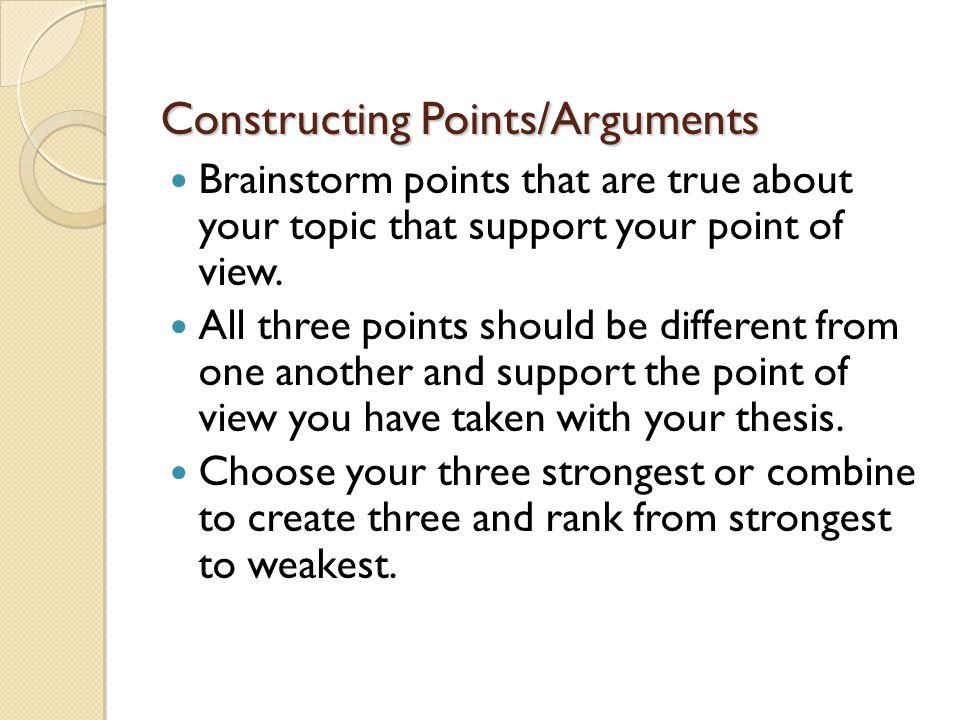 Constructing Points/Arguments