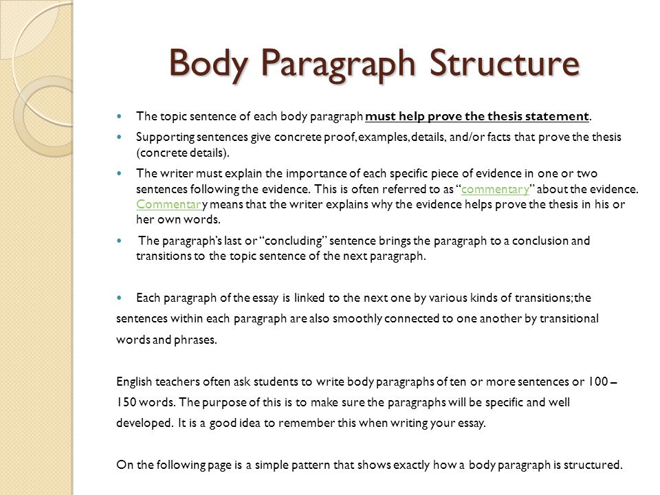 Body Paragraph Structure