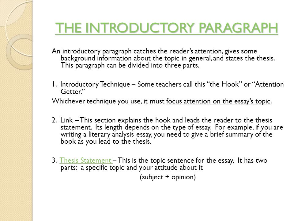 THE INTRODUCTORY PARAGRAPH