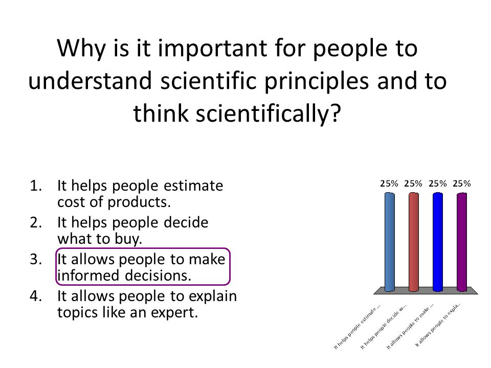 Why is it important for people to understand scientific principles and to think scientifically