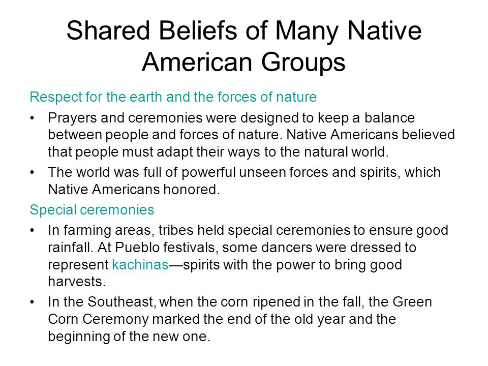 Shared Beliefs of Many Native American Groups