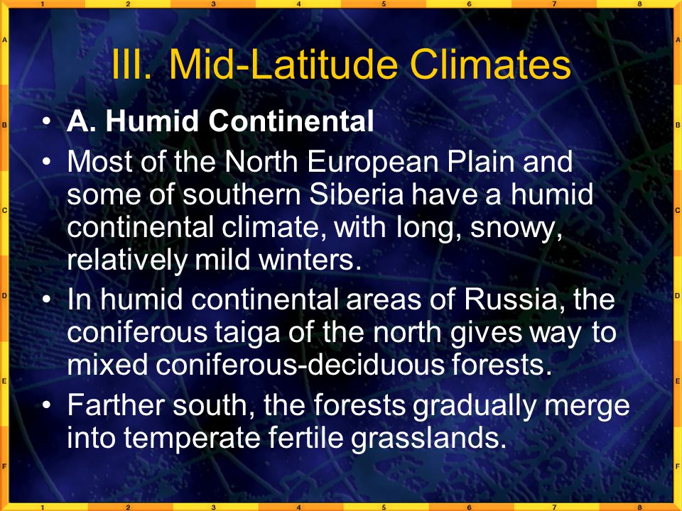 III. Mid-Latitude Climates