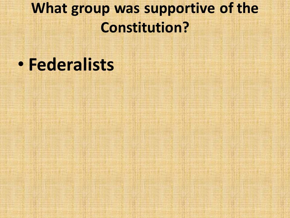 What group was supportive of the Constitution