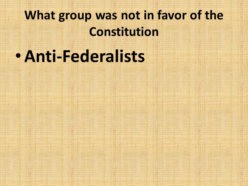 What group was not in favor of the Constitution