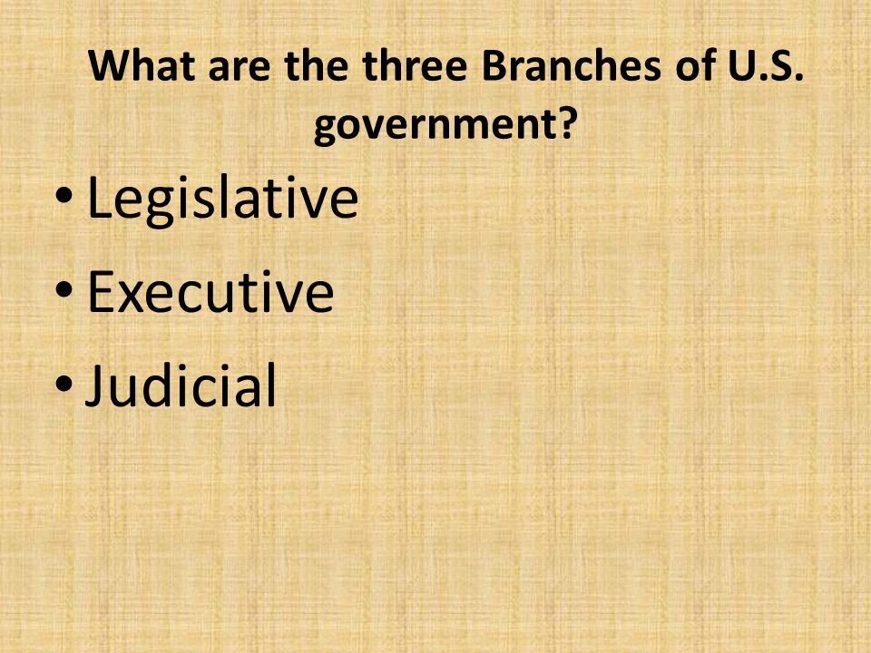 What are the three Branches of U.S. government