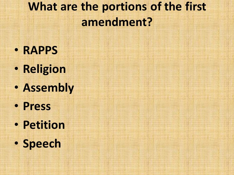 What are the portions of the first amendment