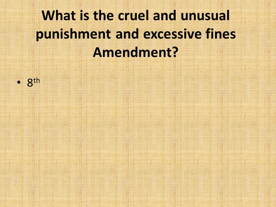What is the cruel and unusual punishment and excessive fines Amendment