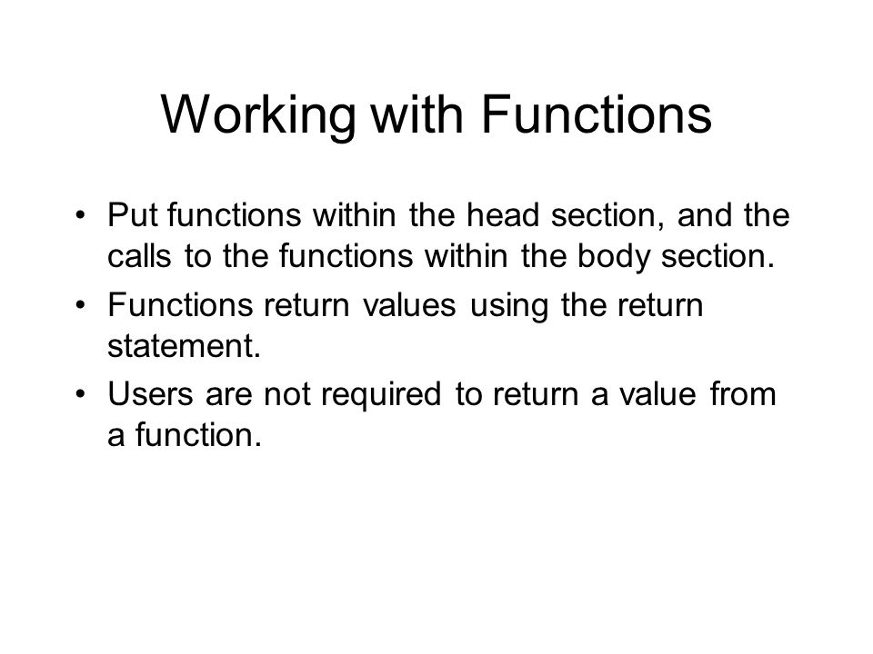 Working with Functions